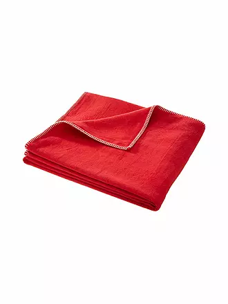 DAVID FUSSENEGGER | Manta de franela con puntada decorativa 140x200cm (Blanco natural) | rot